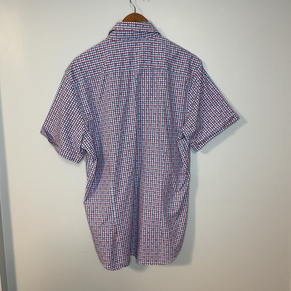 Robert Graham Shirt Men XL‎ Blue Pink Check Button Up Short Sleeve - Picture 7 of 13